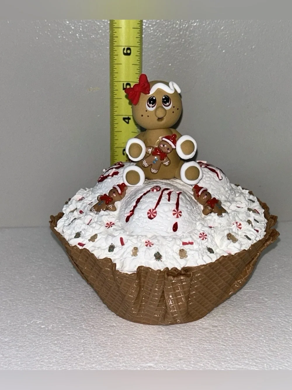 Fake Gingerbread Ice Cream Waffle Bowl Display Handmade